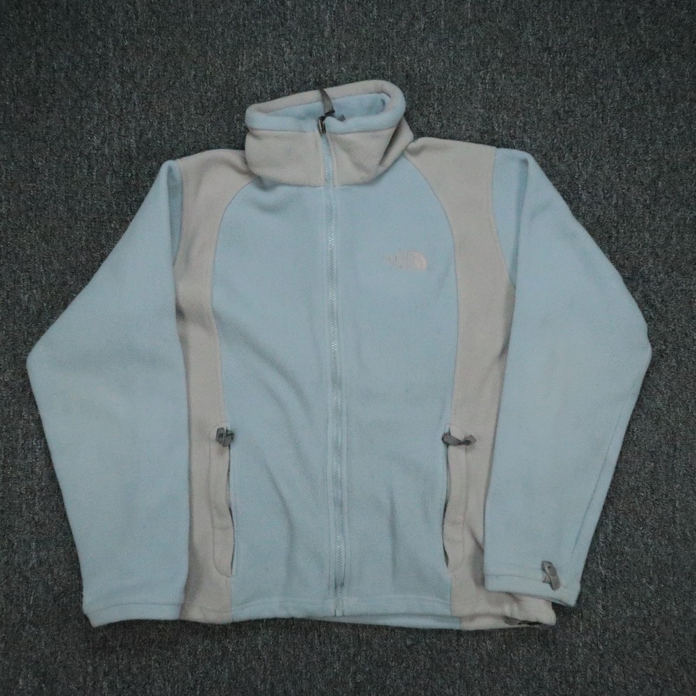 The North Face Jacket Womens Large Blue Gray Fleece Outdoor Full Zip Pockets